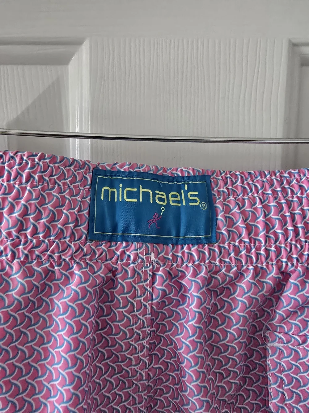 Michael’s Men’s Pink Geometric Swim Trunks XL Preppy Beach Shorts